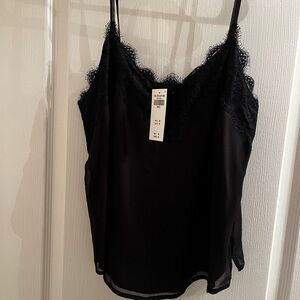 Elegant Black Lace Trim Cami Top
